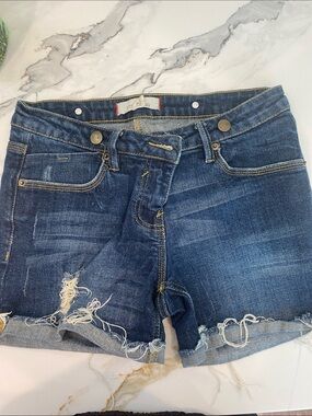 2.1 Denim Distressed Dark Blue Cutoff Shorts
